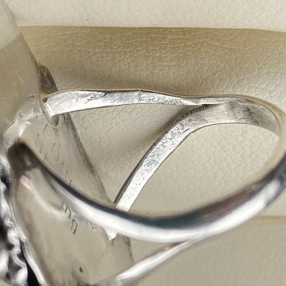 RARE Vtg. Native American Navajo A. EDSITTY Abalone Ring Size 8 Sterling Silver - Picture 5 of 16